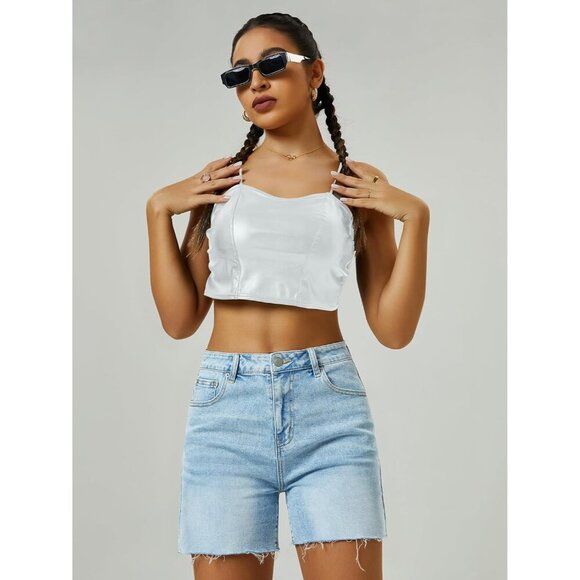 Womens High Waist Jean Shorts Microelastic Long Denim Casual Summer - Picture 4 of 4